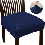Housse chaise moderne polyester bleu rayures horizontales élastique lavable 30°C