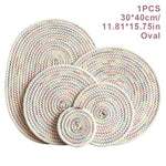 tapis table tissé motifs concentriques beige marron gris clair rustique opaques 11cm 18cm 24cm