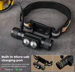 lampe frontale led rechargeable 1200 lumens ipx6 étanche hiking noir jaune vert
