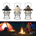 lanterne camping vintage led recharge usb portable métal noir blanc bronze