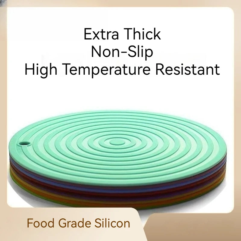 tapis cuisine silicone rond motif rayures protection table plan