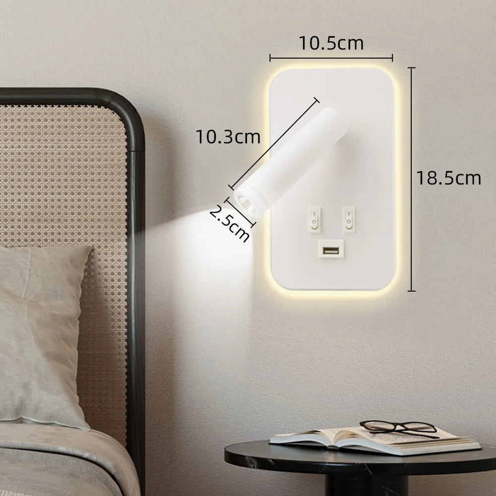 lampe murale moderne noire prise usb double interrupteur chambre étudeentrée