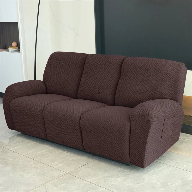 housse canapé inclinable gris jacquard moderne extensible poches fauteuil salon maison