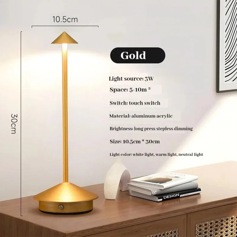 lampe table rechargeable usb blanc noir doré marron moderne minimaliste tactile ajustement luminosité