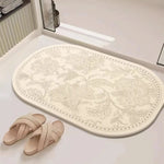tapis bain fleur imprimé beige résistant moderne sans glisser 40x60cm 50x80cm