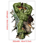 sticker mural 3d super héros hulk iron man captain america thor rouge bleu vert