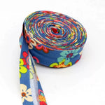 ruban coton motif floral rouge vert bleu blanc couture artisanale décoration textile