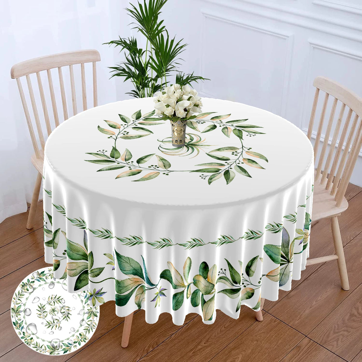 nappe table ronde fleur imprimée imperméable polyester classiqueextérieur maison fêtes blanc rose verte