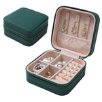 boîte bijoux simili cuir vert pastel moderne fermeture glissière blanc rose pâle boucles doreilles