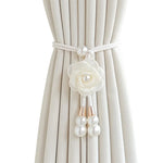 rideaux polonais fleurs relief soie nacrées corde tressée élégant accessoires décoratifs pastel doré