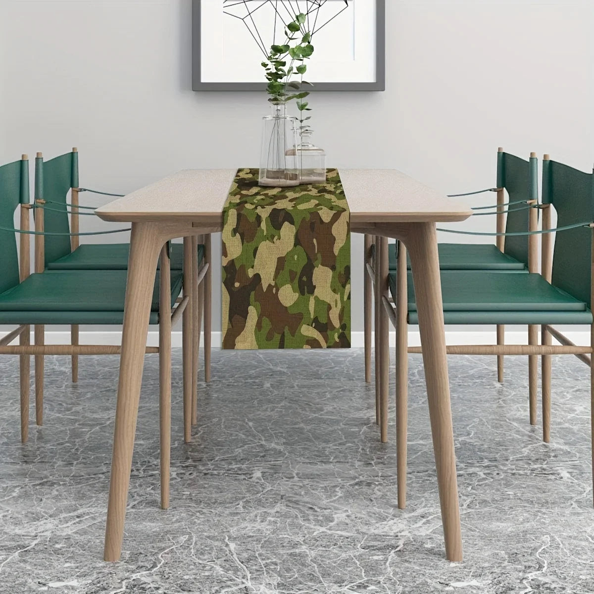 nappe camouflage militaire vert marron table décoration intérieure thème soldat maison polyestère