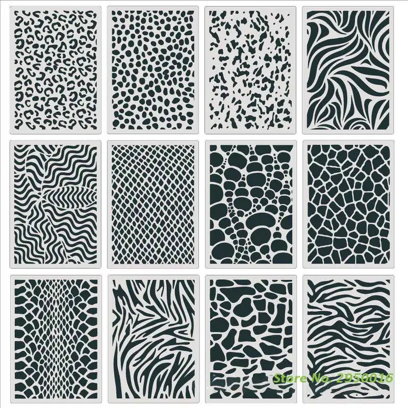 stencils peinture léopard zèbre moderne blanc noir durables 12 pièces