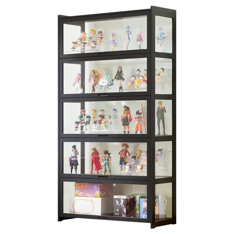 étagère noire moderne grande taille acrylique anti poussière transparente minimalistesintérieur