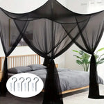 filet anti moustiques transparent moderne rose clair noir coton polyester crochets métalliques chambre coucher