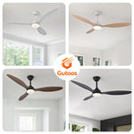 ventilateur moderne 42 inch blanc noir bois lampe intétrieure télécommande fixations ølets led