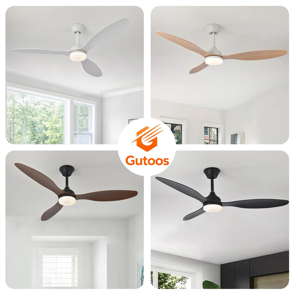 ventilateur moderne 42 inch blanc noir bois lampe intétrieure télécommande fixations ølets led
