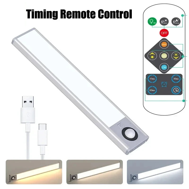 lampe led rechargeable usb blanc moderne interrupteur tactile detection mouvement trois couleurs adjustable télécommande