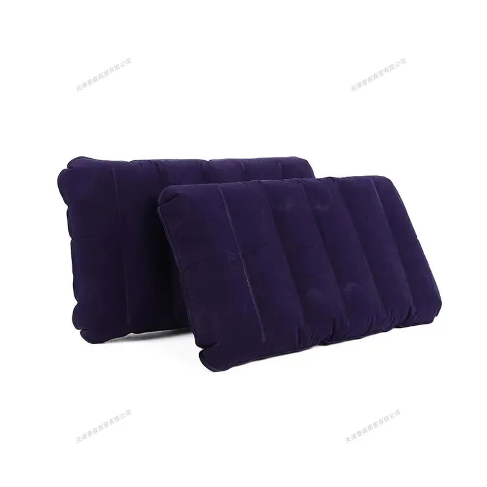 coussin gonflable velours bleu moderne 47x30cm confortable valve gonflage
