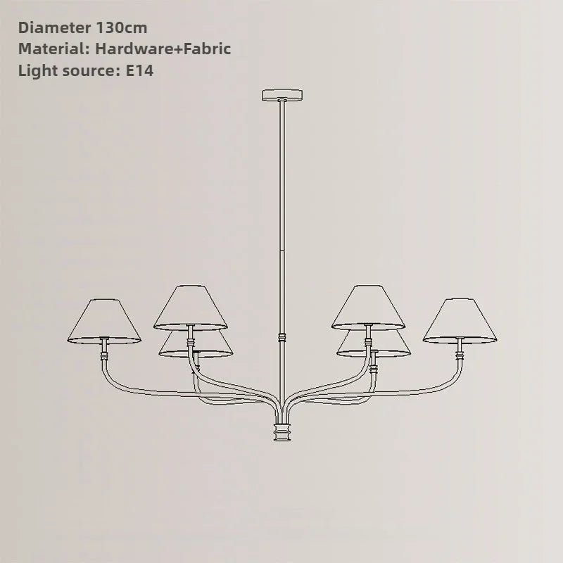 chandelier suspension lumineuse noir doré abat jours tissu mat classique moderne fixé abat jours