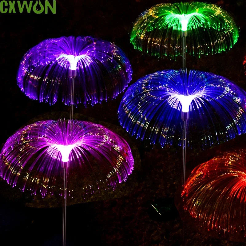 lumière led solaire fibre optique parasol extérieur moderne décoration jardin verte rouge jaune violet
