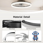 ventilateur led moderne noir blanc pales télécommande vitesses lumens 5000