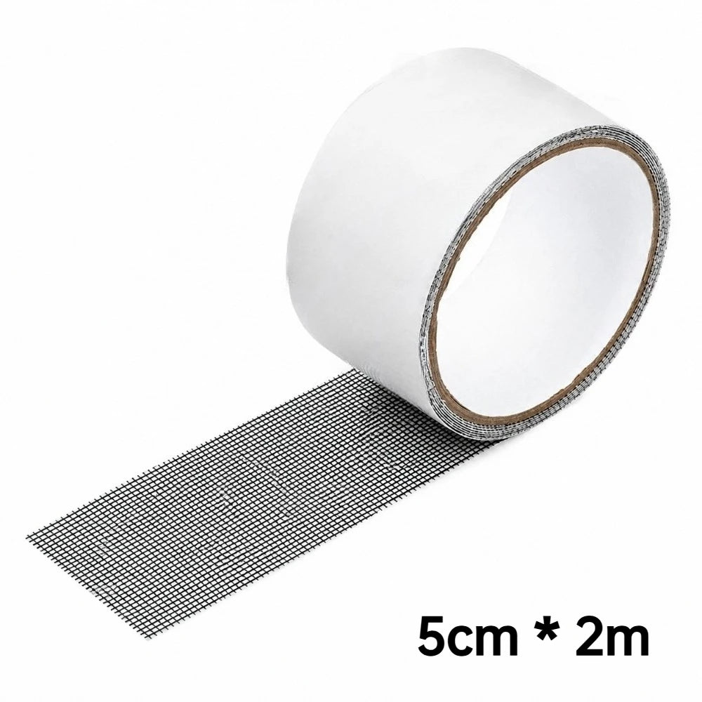 ruban réparation moustiquaire adhésif imperméable polyester 5cm 2m gris maille fine instructions