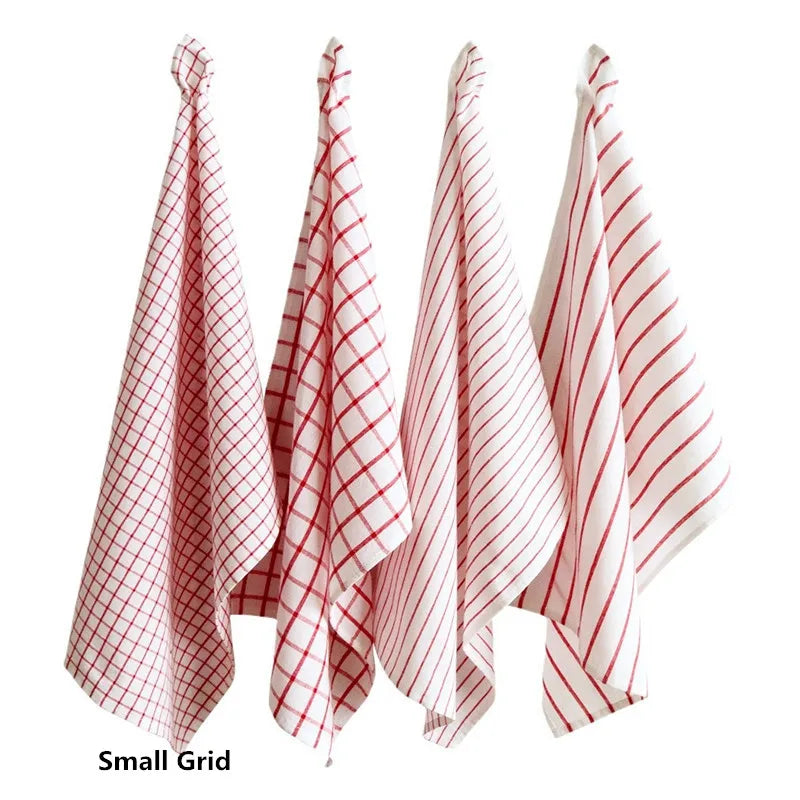 torchon cuisine coton blanc rayures rouges classique décoration noël serviette table nettoyage
