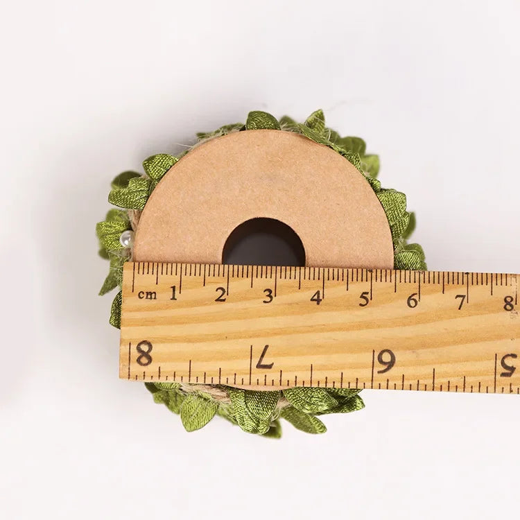 ruban decoratif feuilles vertes texturé 8cm longueur decoration exterieure verte claire rustic vintage