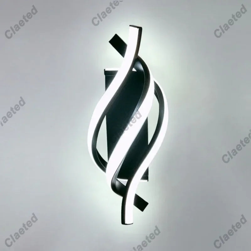 spirale incurvée applique murale moderne led blanc noir chambre coucher éclairage quotidien fixée mur