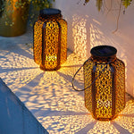 lanterne solaire suspendue led bronze or orientale extérieure ajourée festive autocollante