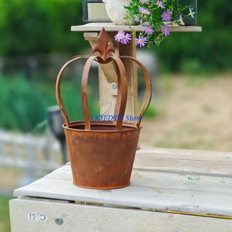 pots fleurs rustiques couronne forme adulte jardin balcon rouille vintage