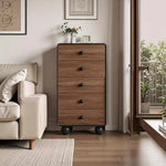 armoire moderne bois naturel salon noir finition lisse industrielle roulettes