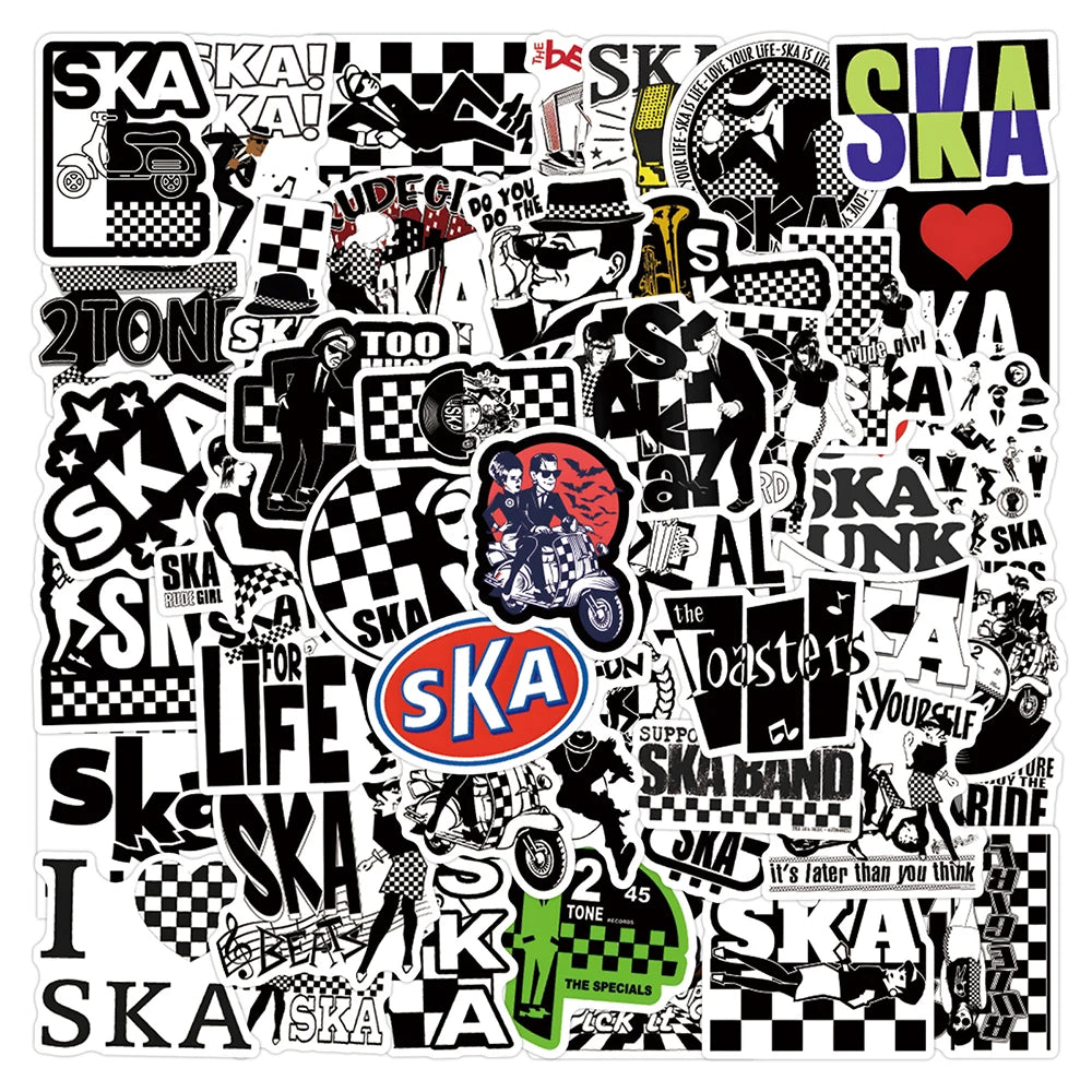 sticker ska punk retro adhésif waterproof graphiques textuels motifs musicaux ref frigo moto portable
