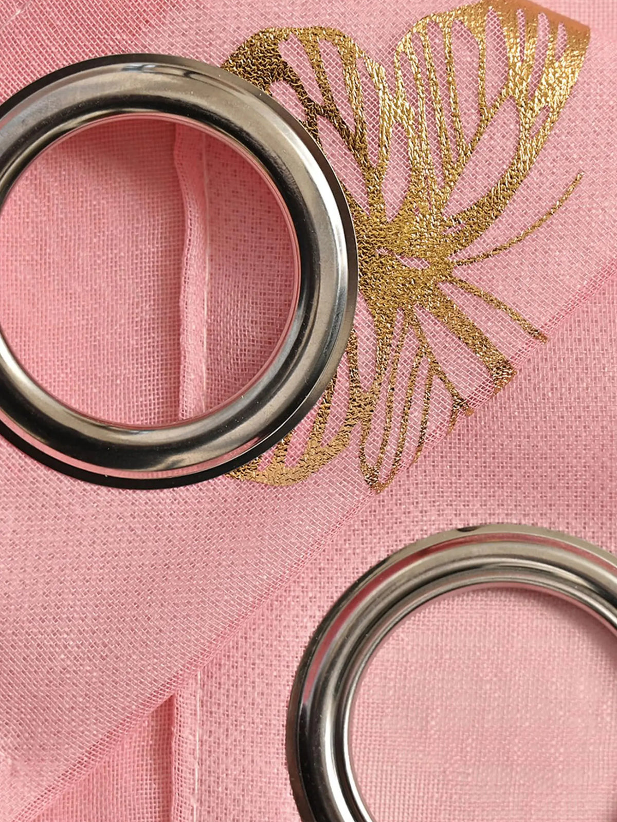 rideau transparent rose papillons dorés motif infini tissu polyester moderne décoration chambre salonhôtel