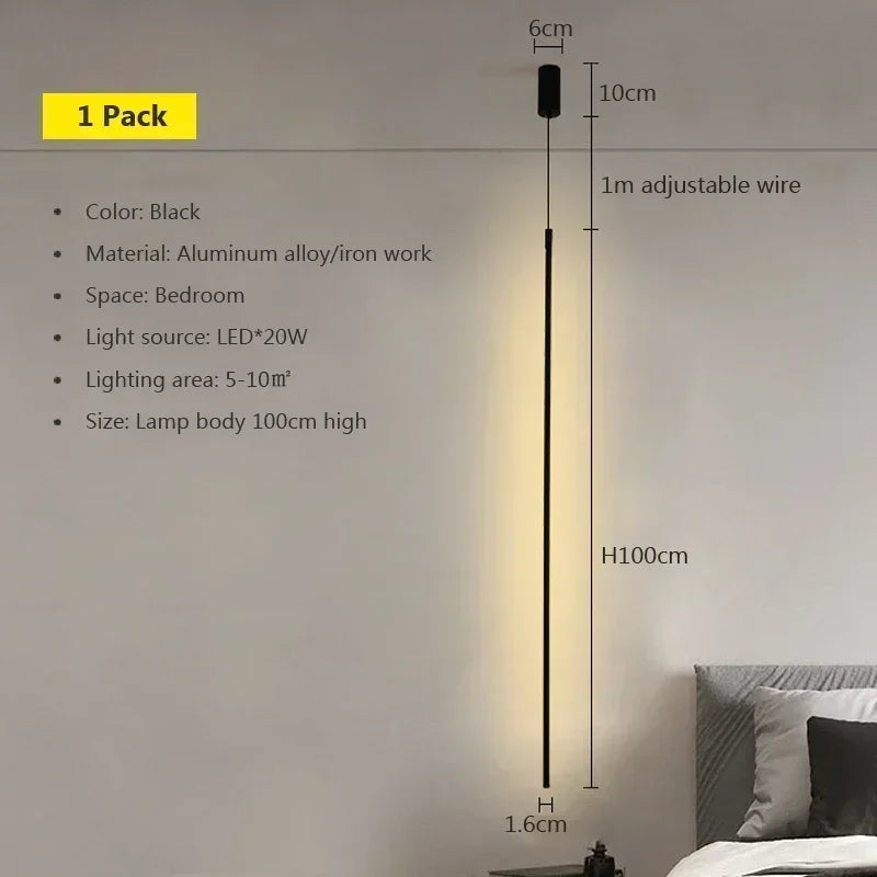 lampe suspendue moderne noir minimaliste pendentif cordon flux lumineux salon chambrehôtel