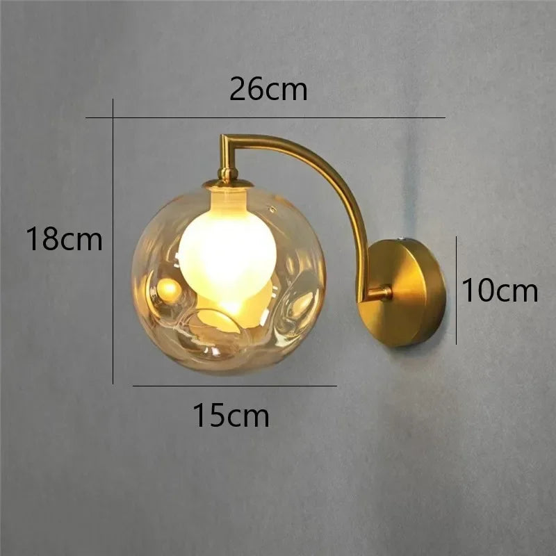 applique murale moderne or transparent sphérique led minimaliste fixée mur