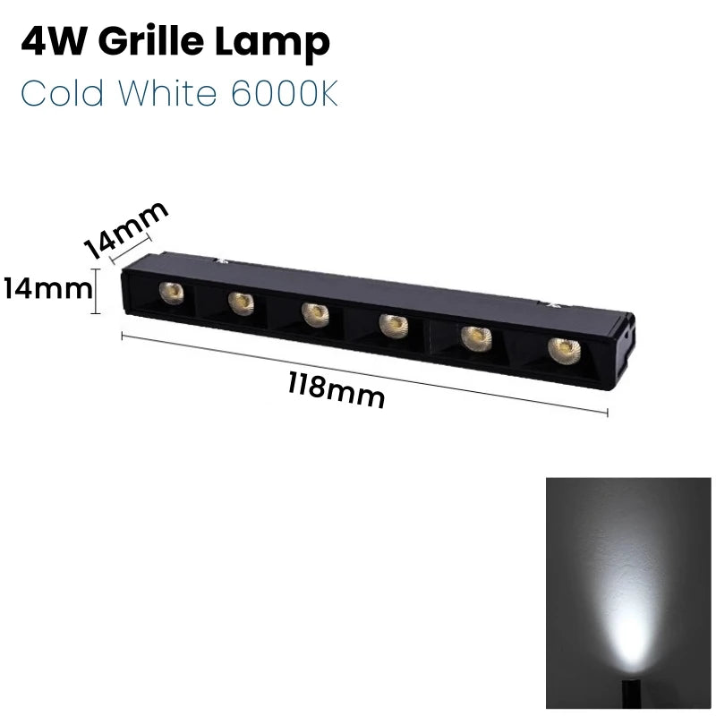 projecteur led noir moderne aimanté rail 12v 2w 2000lm industrial
