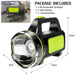 torche rechargeable led puissante moderne noire verte côté lumineuse flasher camping