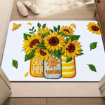 tapis moderne citrons feuilles tournesols summer sunshine extérieur résistant polyester bleu jaune vert blanc