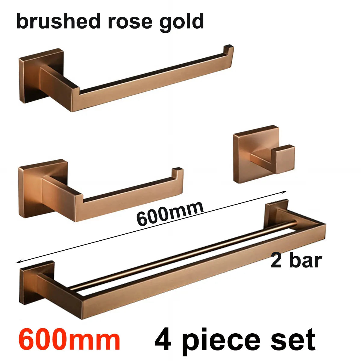 accessoires salle bain or rose moderne acier inoxydable finition brossée porte serviettes barre vis