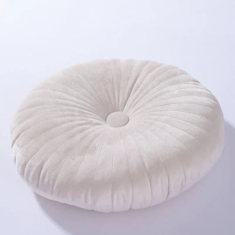 coussin rond velours brodé mousse pu polyester moderne orange jaune gris roseversible non amovible