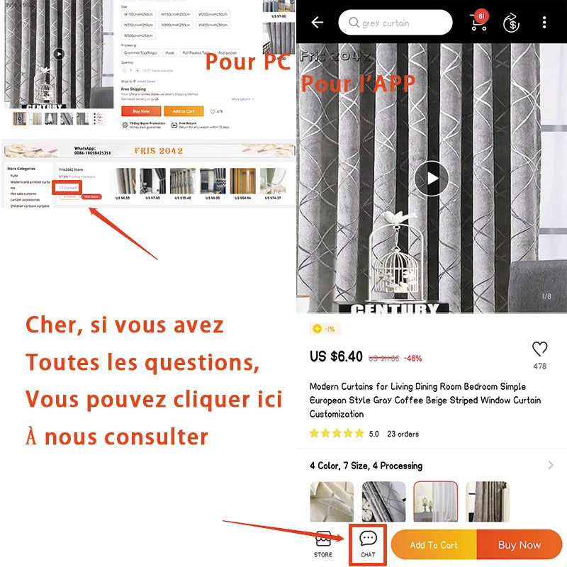 Détail du tissu rayé et du plissé du rideau