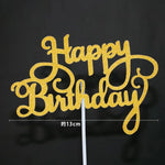 décoration gâteau happy birthday lettres stylisées couleurs unies moderne élegants pique enfant fête anniversaire