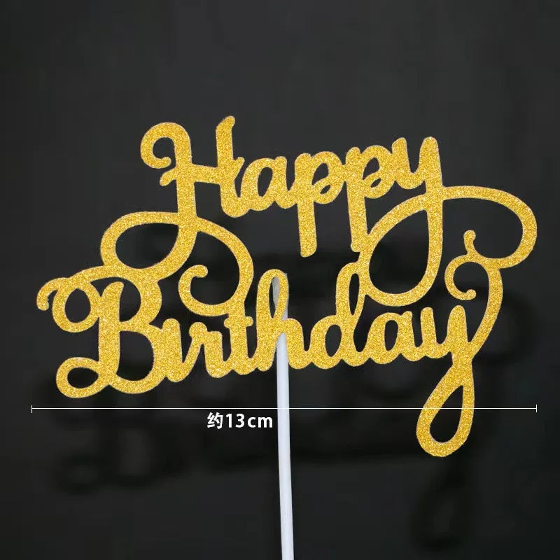 décoration gâteau happy birthday lettres stylisées couleurs unies moderne élegants pique enfant fête anniversaire