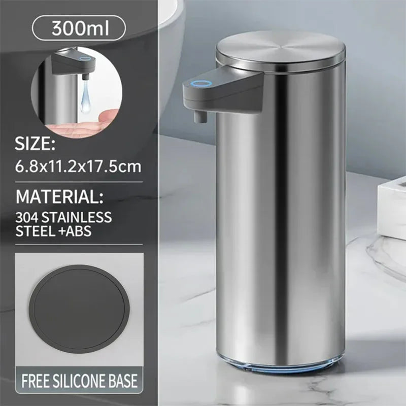 distributeur savon automatique gris métallisé lisse moderne minimaliste mousse liquide