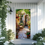 décoration murale jardin fleuri porte bois allée pavée anniversaire mariage événementextérieur festive