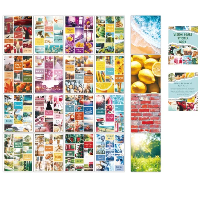 livre stickers multicolores modernes stickers autocollants photos naturelles fruits animaux scènes urbaines adhésifs minimaliste