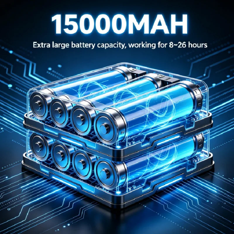 lampe torche led rechargeable 15000 mAh 500m lumiere intense ceinture ajustable banque alimentation