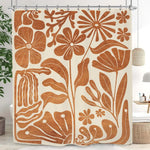 rideau douche moderne fleurs stylisées beige marron opaque polyester 180x200cm decoration bain