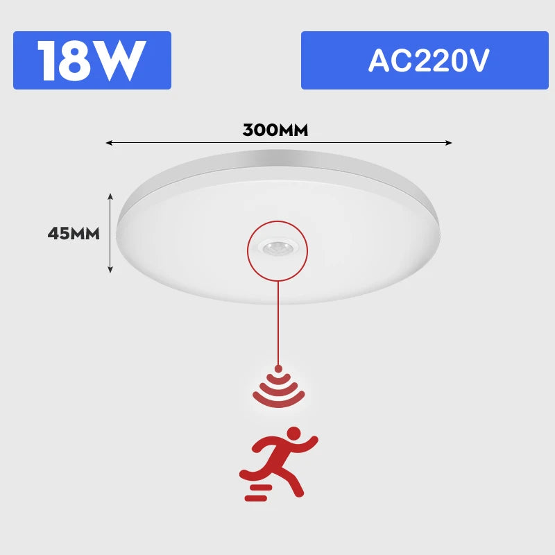 plafonnier led blanc moderne adhésif détecteur mouvement 110v 220v 15w 30w